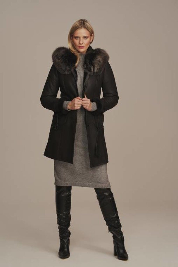 Dámský kožich dubeňák - Zimní kabát s kapucí