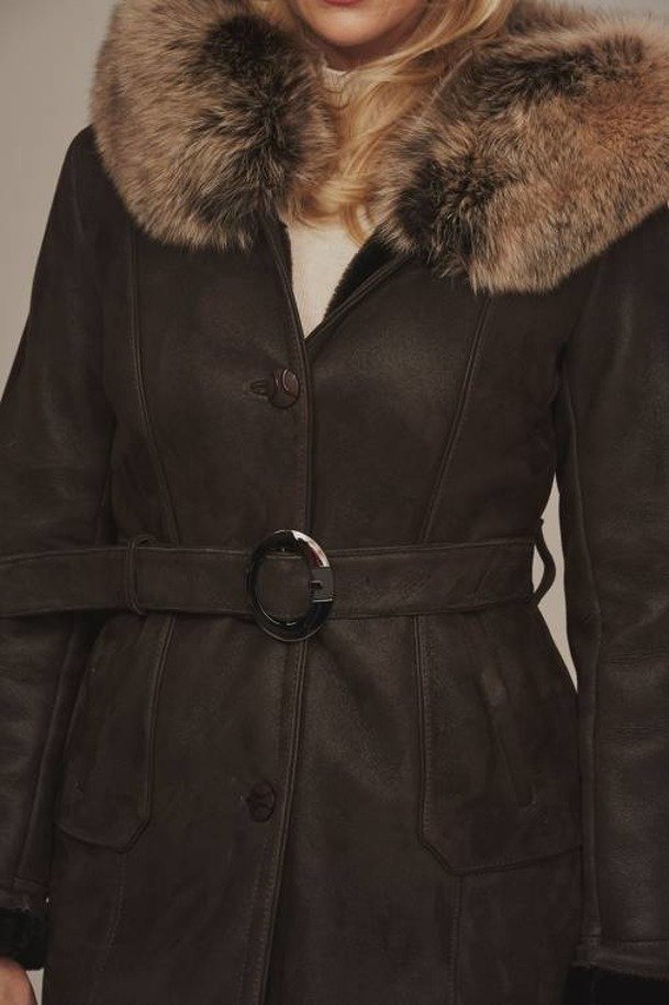 Kožený dámský kabát s kožíškem - Kožich dubeňák